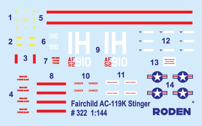 ROD322 - 1/144 Roden Fairchild AC119K Stinger Ground Support Aircraft