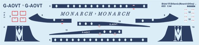 ROD323 - 1/144 Roden Bristol 175 Britannia Monarch Airliner