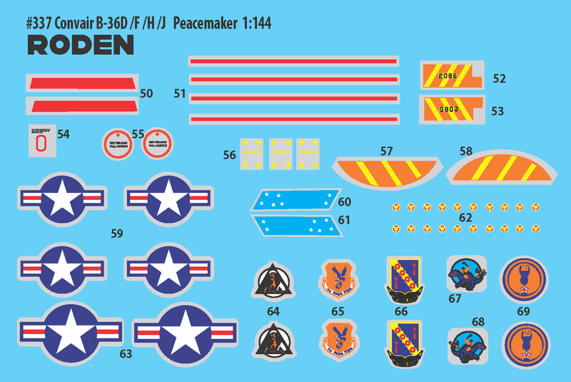 ROD337 - 1/144 Roden Convair B36D/F/H/J Peacemaker USAF Heavy Bomber