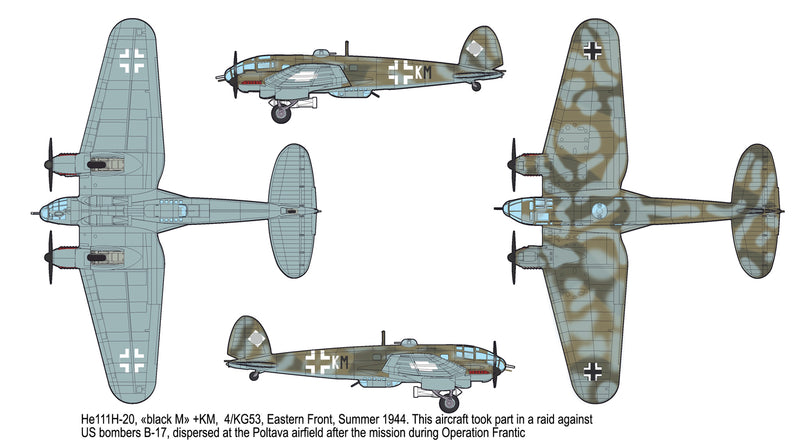 ROD344 - 1/144 Roden Heinkel He111H16/H20 WWII German Medium Bomber