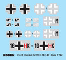 ROD344 - 1/144 Roden Heinkel He111H16/H20 WWII German Medium Bomber