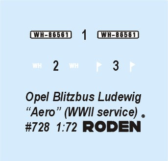 ROD728 - 1/72 Roden Opel Blitz Ludewig Aero WWII German Omnibus