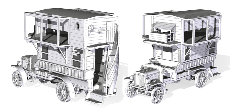 ROD737 - 1/72 Roden WWI B Type British Bus w/Pigeon Loft
