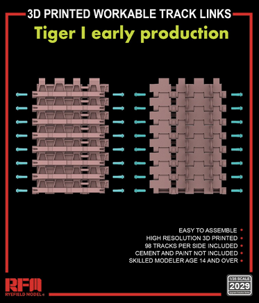 3D printed  Workable track links for Tiger I early