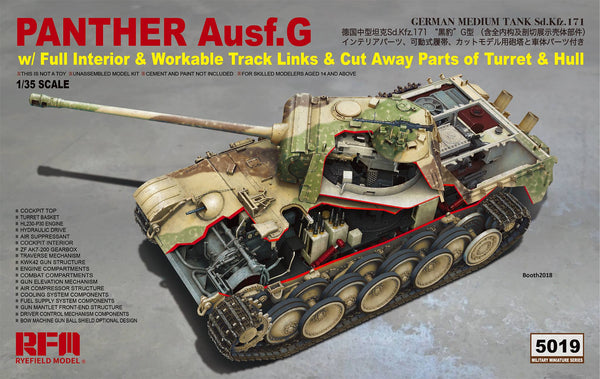 WWII German Panther AUSF.G SD. Kfz.171 with Complete Interior, Multicolored
