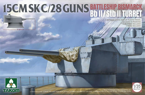 German Battleship Bismarck 15CMSKC/28 Guns & BbII/StbII Turret