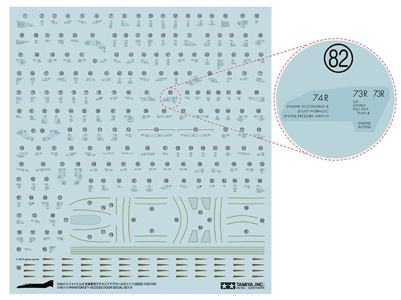 TAM12692 - 1/48 Tamiya F4 Phantom II Access Door Decal Set A