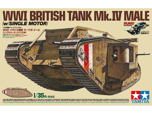 TAM30057 - 1/35 Tamiya WWI British Mk IV Male Tank w/Single Motor & 5 Crew