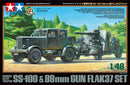 TAM37027 - 1/48 Tamiya German SS10 Heavy Tractor & 88mm FlaK 37 Gun (D)