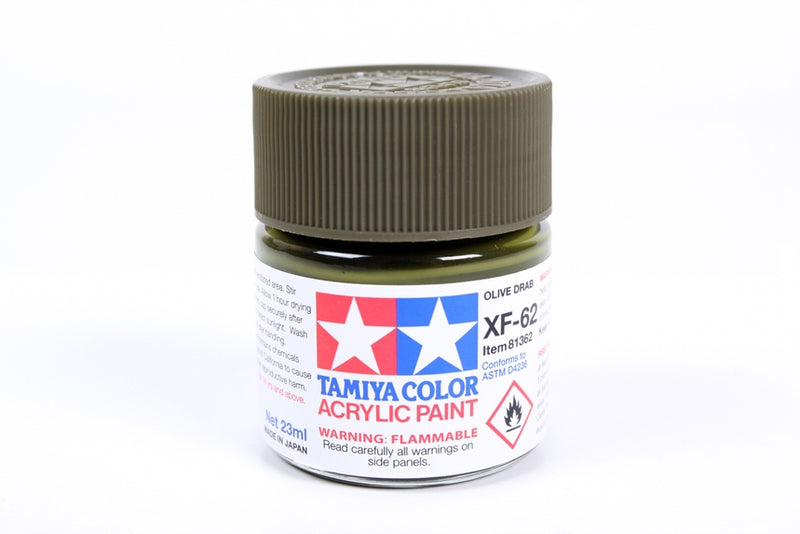 TAMIYA America, Inc Acrylic XF62, Flat Olive Drab, TAM81362