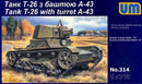 1/72 Uni Model Soviet tank T-26 with turret A-43
