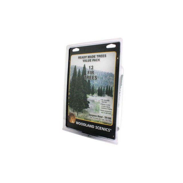 Woodland Scenics 1586 - Ready Made Trees Value Pack - 13 Fir Trees - Evergreen Blend