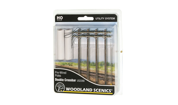 HO WIRED POLES DOUBLE CROSSBAR