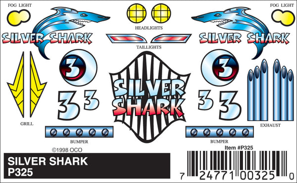 SILVER SHARK STICK-ON DECALS