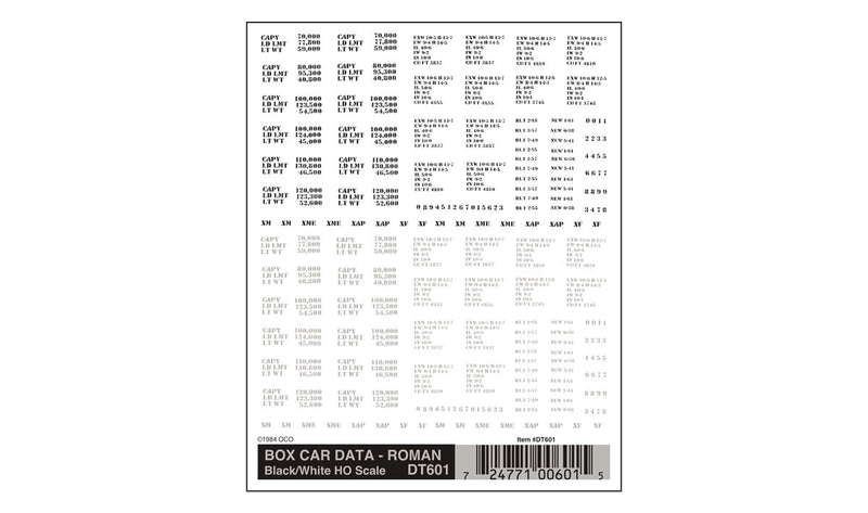 BOX CAR DATA - ROMAN BLK/WHT