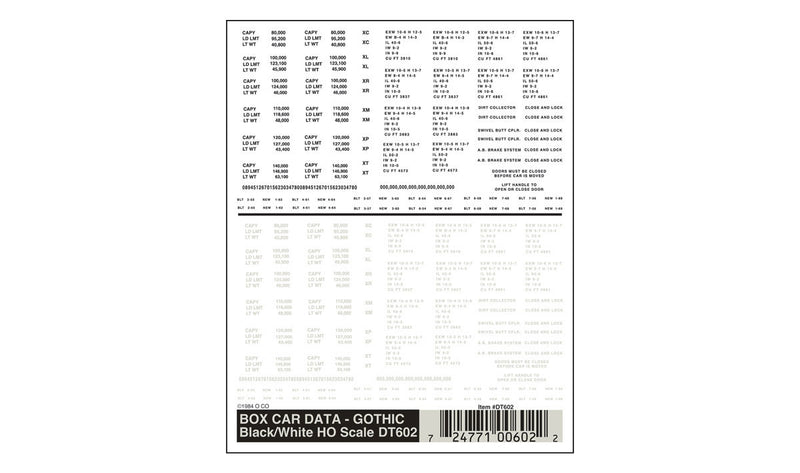 BOX CAR DATA - GOTHIC BLK/WHT