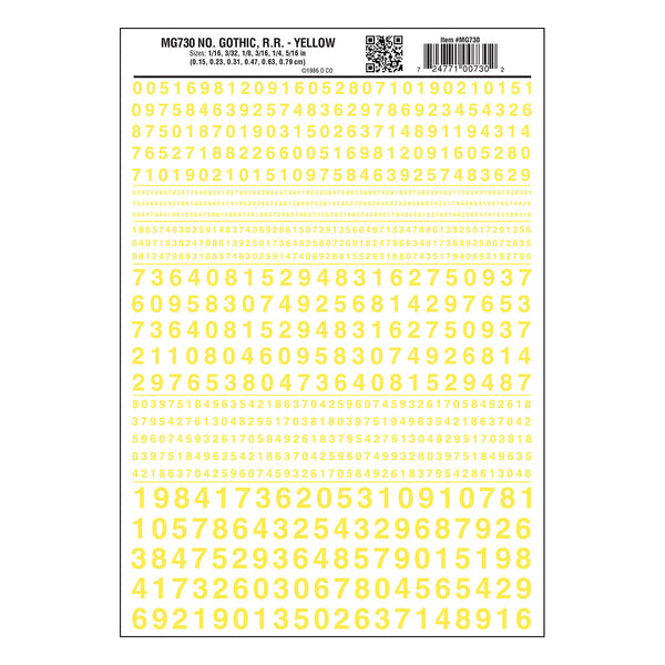 NUMBERS GOTHIC RR YELLOW DT