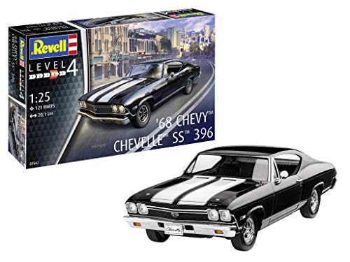 Revell RV07662 1:25-1968 Chevy Chevelle SS 396 Plastic Model kit, Black, 1/25
