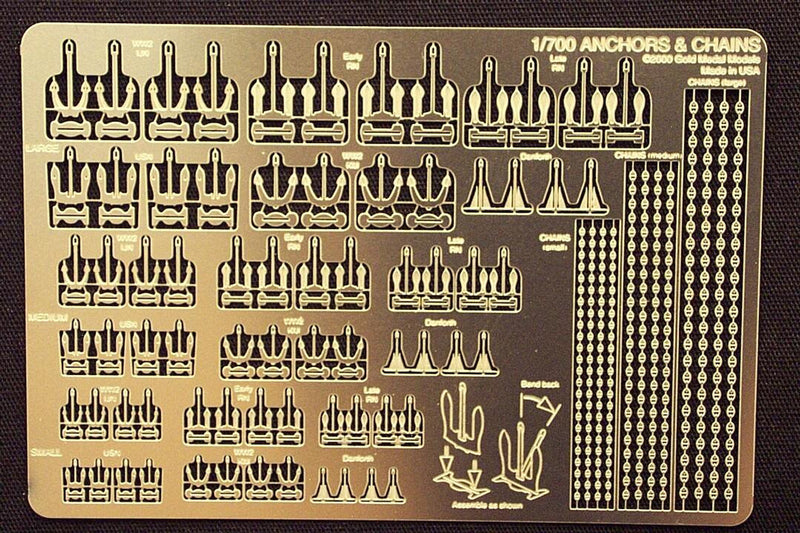 ANCHORS AND CHAINS (72 anchors, 6 styles, 4 each in 3 sizes)