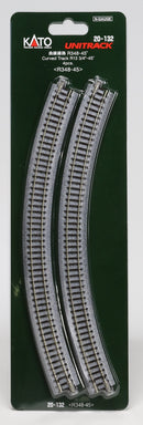 Kato USA Model Train Products Unitrack, 348mm (13 3/4") Radius 45-Degree Curve Track (4-Piece)