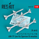 Reskit AIM-7F Low Vis Sparrow III missiles (4pcs) (F-4, F-5, F-15, F-16, F-14, F-18) (1/48)