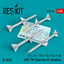 Reskit AIM-7M Sparrow III missiles (4pcs) (F-4, F-5, F-15, F-16, F-14, F-18) (1/48)